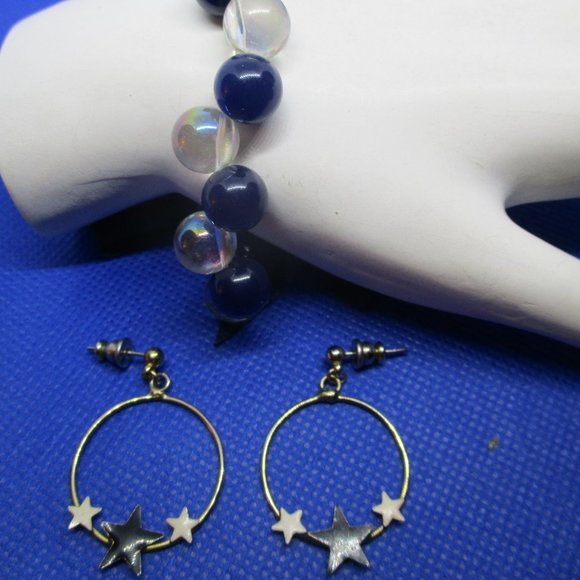 Blue White Bracelet Enamel Earring & Free Earrings - Picture 6 of 8